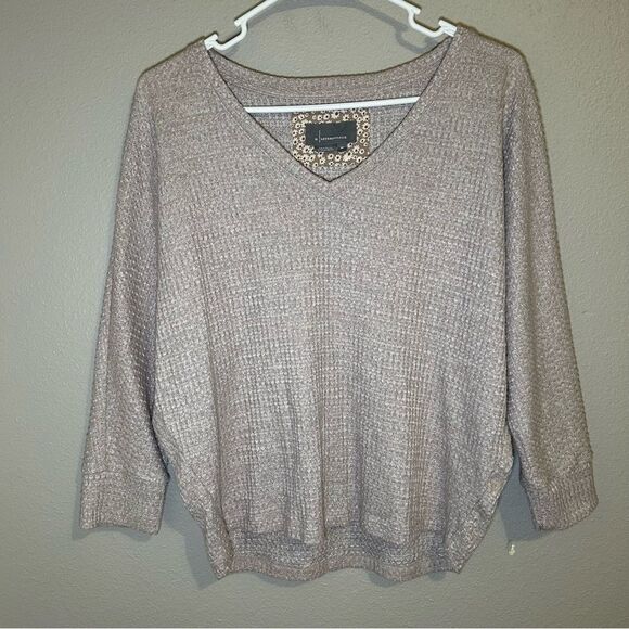 Anthropologie neutral waffle knit dolman sleeve v neck sweater womens size small - Picture 2 of 6
